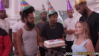 Coco Lovelock'S Birthday Surprise With 11 Big Black Cocks