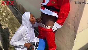 Steamy Christmas Encounter With Santa And A Seductive Hijab-Clad Beauty. Subscribe For More.