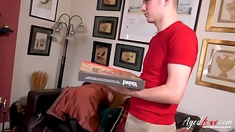 British Mature With Big Tits Trades Sex For Pizza