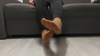Monika Nylon Unveils Her Shapely Legs In Sheer Nylon Hosiery Following A Full Day