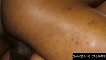 Ebony Queen'S Pussy Filled With Cum In Gangbang