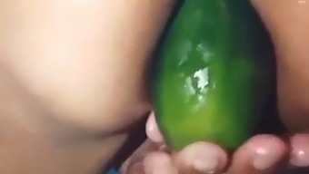 Stepmom Flaunts Her Open Ass While Fucking A Big Cucumber