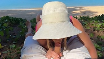 Blonde Amateur Rides Tattooed Dick On The Beach