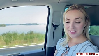 Blonde Bombshell Oxana'S Car Sex Adventure In Stunning 60fps Quality