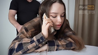 Brunette Teen Gets Fucked By Stepbrother While Chatting On The Phone